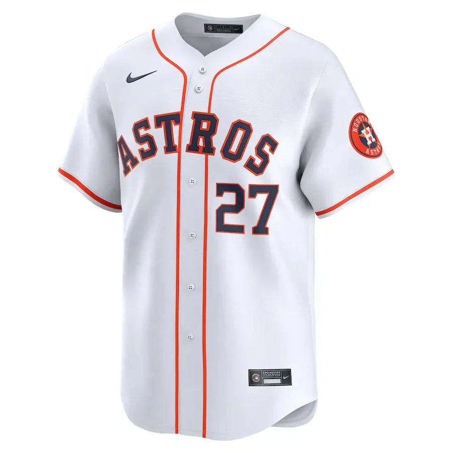 Jersey MLB Houston Astros Jose Altuve 27 White Home Torcedor Masculina Branca