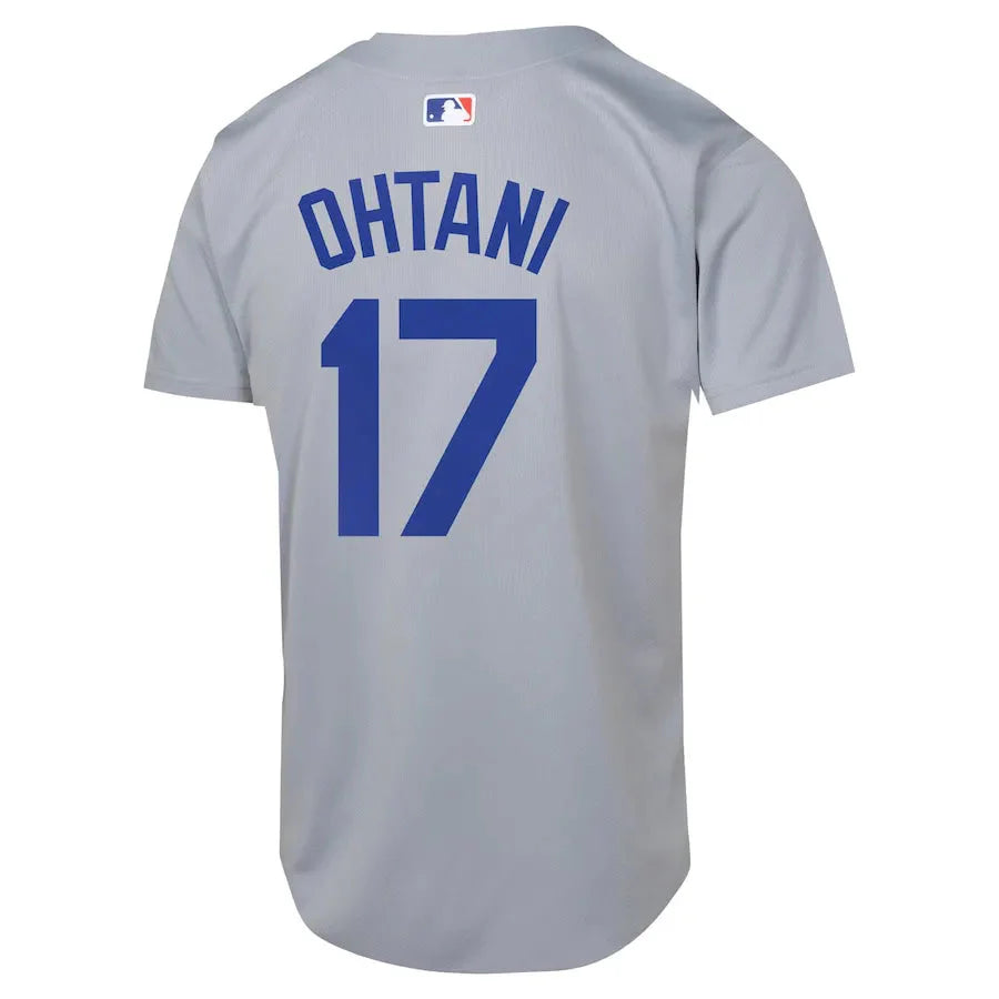 Jersey MLB Los Angeles Dodgers Away Torcedor Masculina Cinza Shohei Ohtani 17