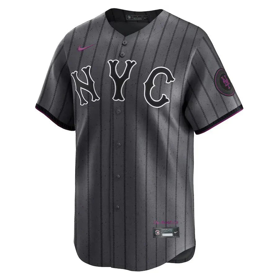 Jersey MLB New York Mets Graphite Torcedor Masculina Francisco Lindor 12 Grafite