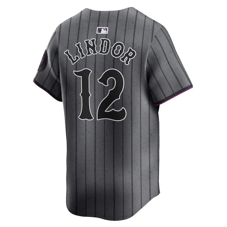 Jersey MLB New York Mets Graphite Torcedor Masculina Francisco Lindor 12 Grafite