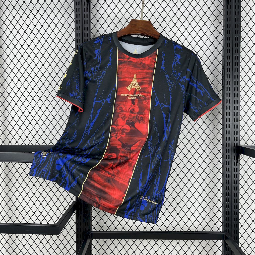 Paris Saint-Germain 2025/26 (CAMPEONES DE EUROPA) Red and blue Jersey