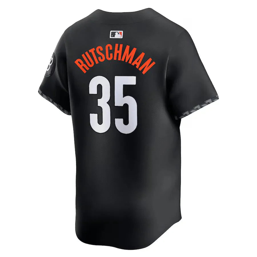 Jersey MLB Baltimore Orioles Black City Connect Adley Rutschman 35 Torcedor Masculina Preta