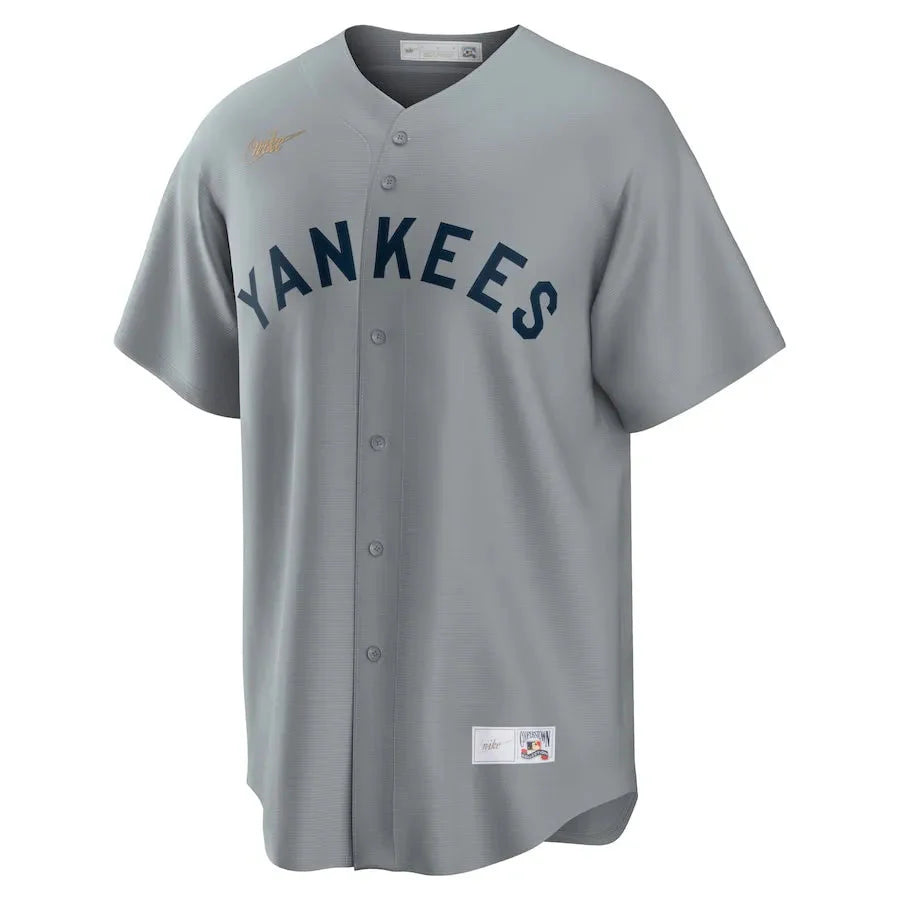 Jersey MLB New York Yankees Away Cooperstown Collection Torcedor Masculina Cinza Babe Ruth 3