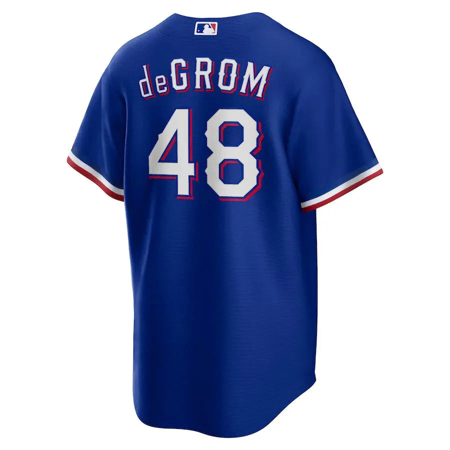 Jersey MLB Texas Rangers II Torcedor Masculina Azul Jacob deGrom 48